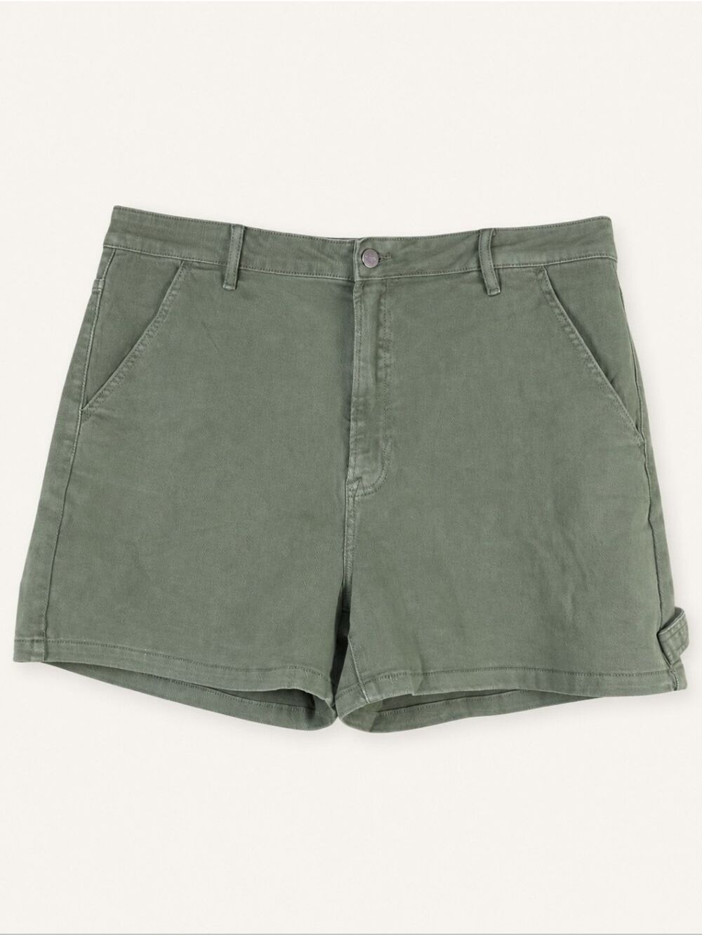 Risen Olive High Rise Stretch Denim Shorts 3X NWT Utility Fall